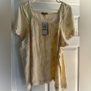 Democracy Cream Floral Embroidered Blouse